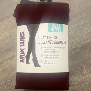 Muk Luks Burgundy Pair and Heather Gray Pair Cozy 2 Pack Tights